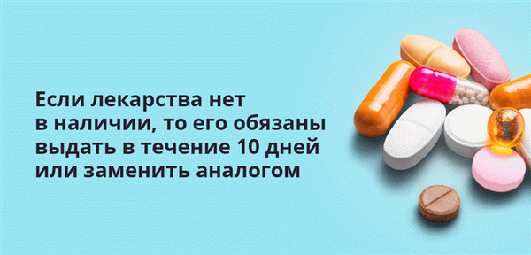 Если лекарств нет в наличии, они должны быть предоставлены в течение 10 дней или заменены на эквивалент