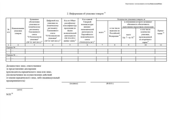 Декларация об утилизации форма 3