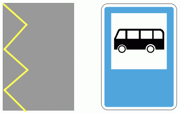 Знаки общественного транспорта слева и справа
