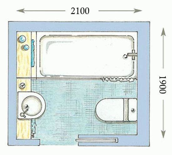 Размещение раковины напротив унитаза в ванной комнате
