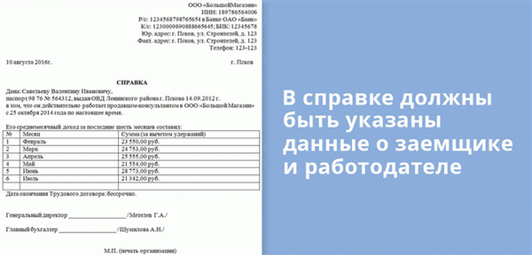 Необходимо предоставить информацию о заемщике и работодателе по форме банка